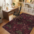 Rich Crimson Strawberry Leaf Vine Rug Office View