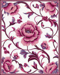 Rich Pink Floral Vines Rug - Cutout View
