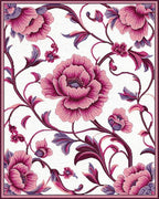 Rich Pink Floral Vines Rug - Cutout View