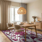 Rich Pink Floral Vines Rug - Dining Room View