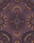Rich Plum Sun Pyramid Geometric Art Rug - Cutout View