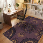 Rich Plum Sun Pyramid Geometric Art Rug Office View