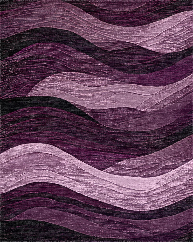 Rich Purple Wavy Stripe Rug - Cutout View