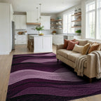 Rich Purple Wavy Stripe Rug Living Room View