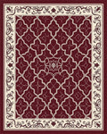 Rich Red Cream Geometric Floral Rug - Cutout View