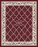 Rich Red Cream Geometric Floral Rug - Cutout View