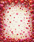 Romantic Heart Confetti Pattern Rug - Cutout View