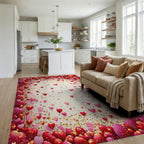 Romantic Heart Confetti Pattern Rug - Living Room View