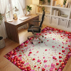 Romantic Heart Confetti Pattern Rug - Office View