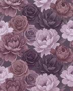 Romantic Plum And Mauve Peony Rose Garden Rug - Cutout View