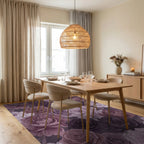 Romantic Plum And Mauve Peony Rose Garden Rug Dining Room View