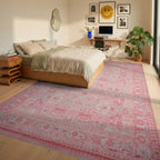 Rose Blossom Medallion Border Rug - Bedroom View