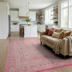 Rose Blossom Medallion Border Rug - Living Room View