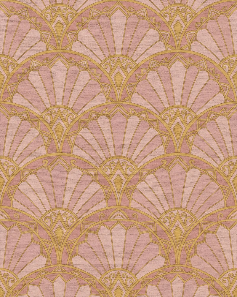 Rose Gold Fan Scallop Geometric Rug - Cutout View
