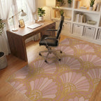 Rose Gold Fan Scallop Geometric Rug Office View
