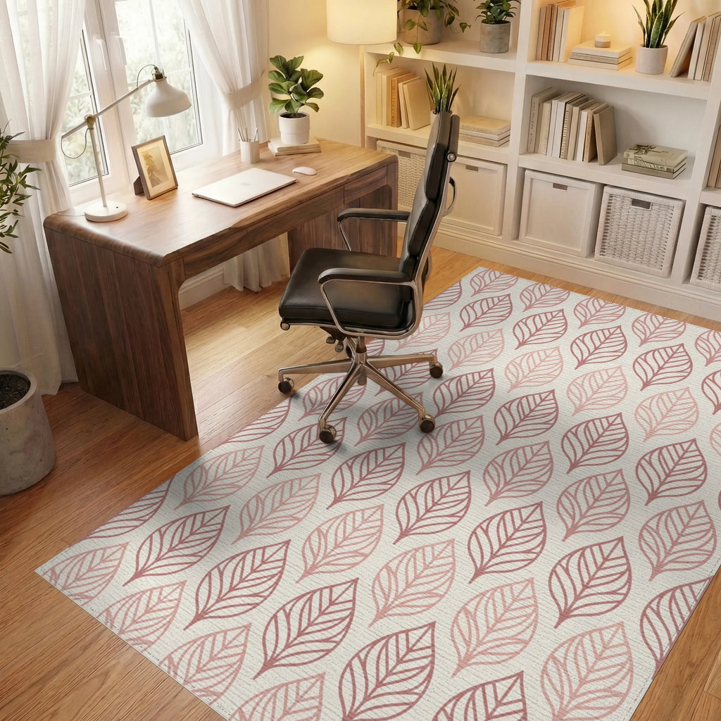 Rose Gold Leaf Arrangement Rug Office View