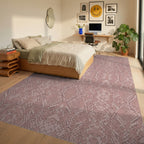 Rose Snake Skin Scales Rug Bedroom View
