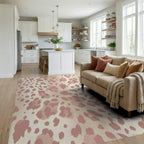 Rosy Pink Leopard Spots Rug Living Room View