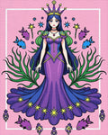 Royal Purple Queen with Starry Skirt Rug - Cutout View