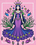 Royal Purple Queen with Starry Skirt Rug - Cutout View