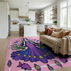 Royal Purple Queen with Starry Skirt Rug Living Room View