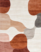 Rust Ochre Abstract Organic Shapes Rug - Cutout View