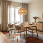 Rust Ochre Abstract Organic Shapes Rug - Dining Room View