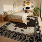 Rustic Brown Star Southwestern Rug - Bedroom View