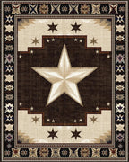 Rustic Brown Star Southwestern Rug - Cutout View