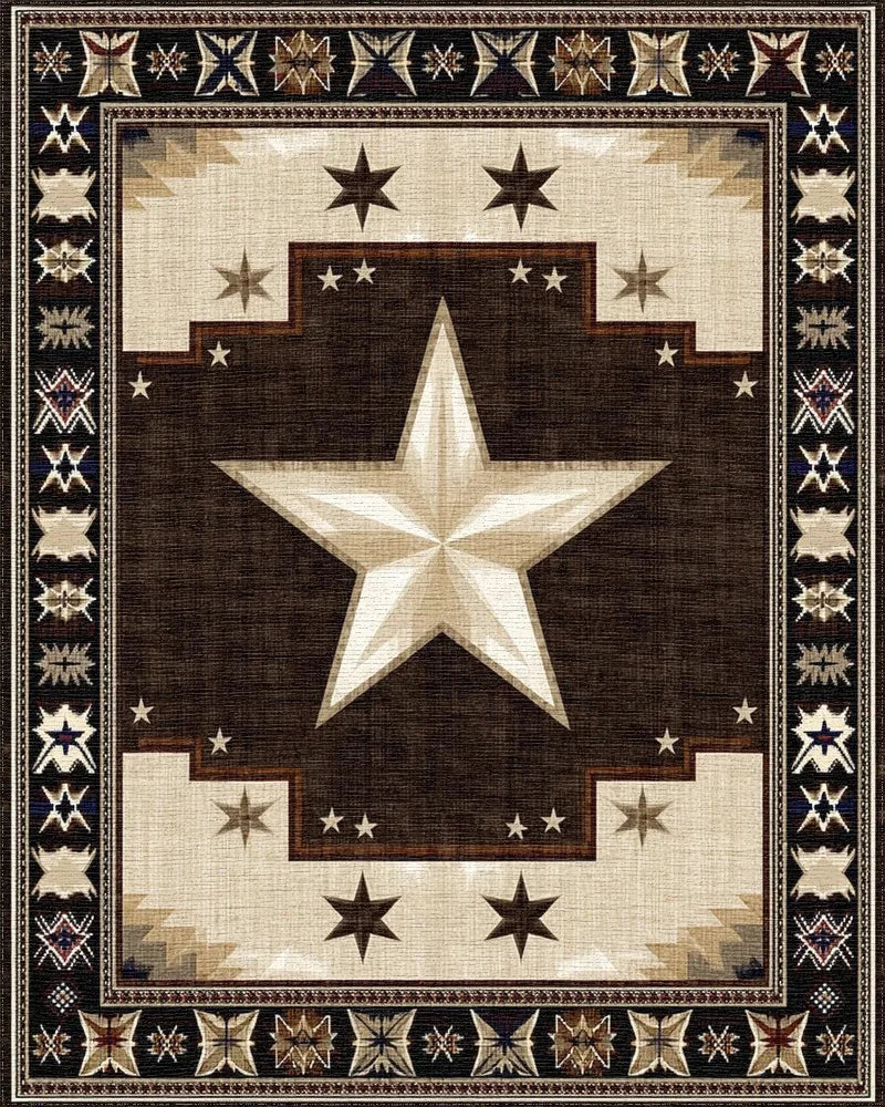 Rustic Brown Star Southwestern Rug - Cutout View