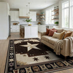 Rustic Brown Star Southwestern Rug - Living Room View