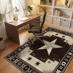Rustic Brown Star Southwestern Rug - Office View
