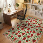Rustic Cream Red Strawberry Garden Rug - Office View