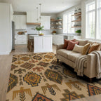 Rustic Earth Tones Sunburst Eagle Rug Living Room View
