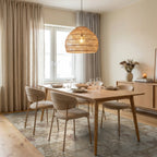 Rustic Floral Vine Distressed Wood Rug Dining Room View