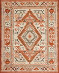 Rustic Geometric Orange Diamond Medallion Rug - Cutout View
