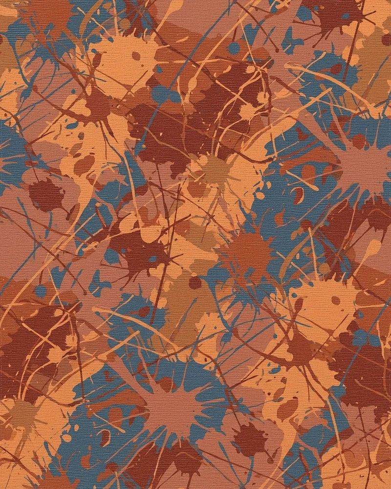 Rustic Orange Blue Splatter Splash Rug - Cutout View