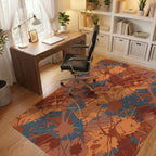 Rustic Orange Blue Splatter Splash Rug Office View