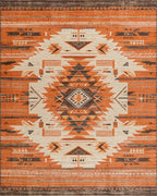 Rustic Orange Geometric Navajo Rug - Cutout View