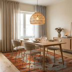 Rustic Orange Geometric Navajo Rug - Dining Room View
