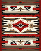 Rustic Red Black Geometric Diamond Rug - Cutout View
