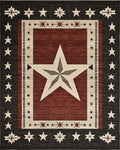 Rustic Red White Star Border Rug - Cutout View