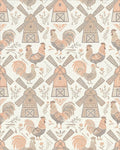 Rustic Rooster Windmill Farm Garden Rug - Cutout View