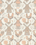 Rustic Rooster Windmill Farm Garden Rug - Cutout View