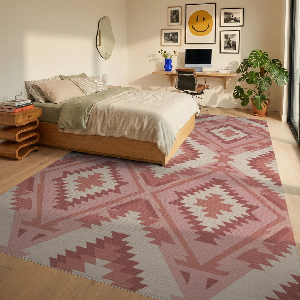 Rustic Rose Diamond Navajo Rug Bedroom View