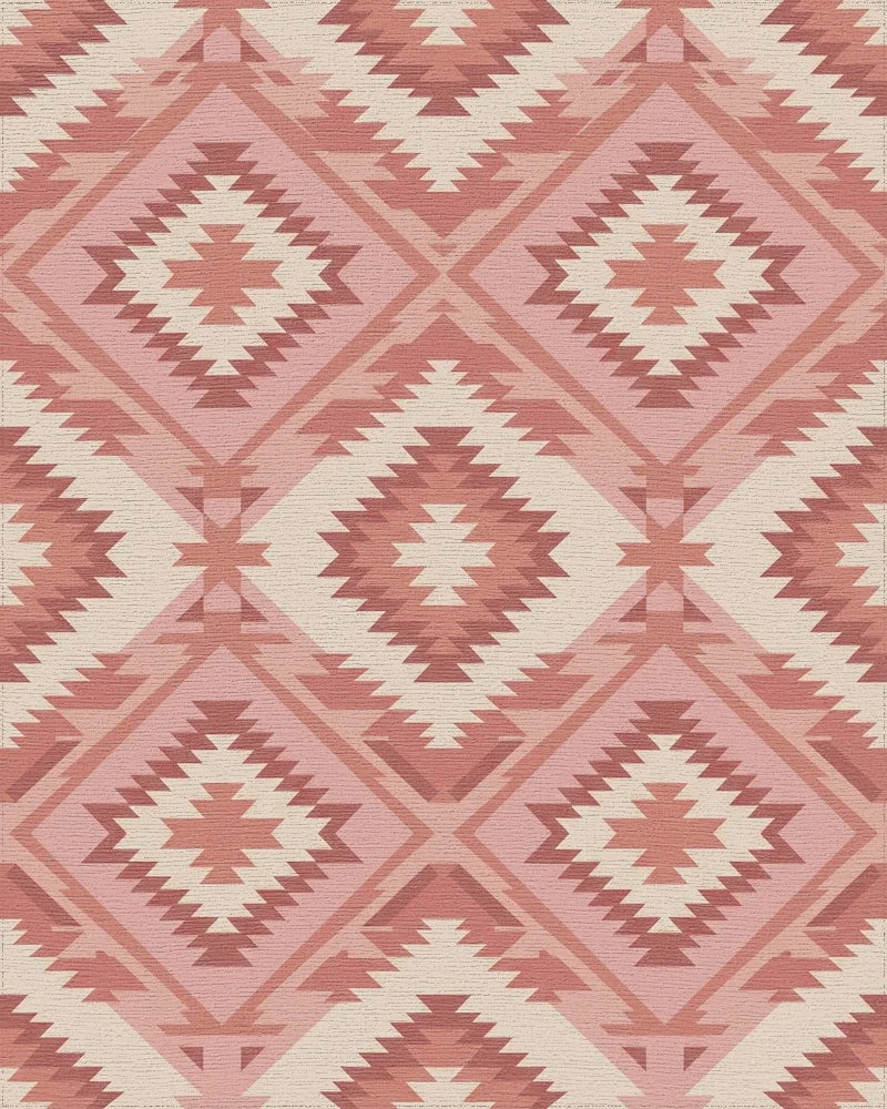 Rustic Rose Diamond Navajo Rug - Cutout View