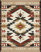 Rustic Rust Black Geometric Diamond Rug - Cutout View