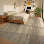 Rustic Tan Wood Grain Vertical Planks Rug Bedroom View