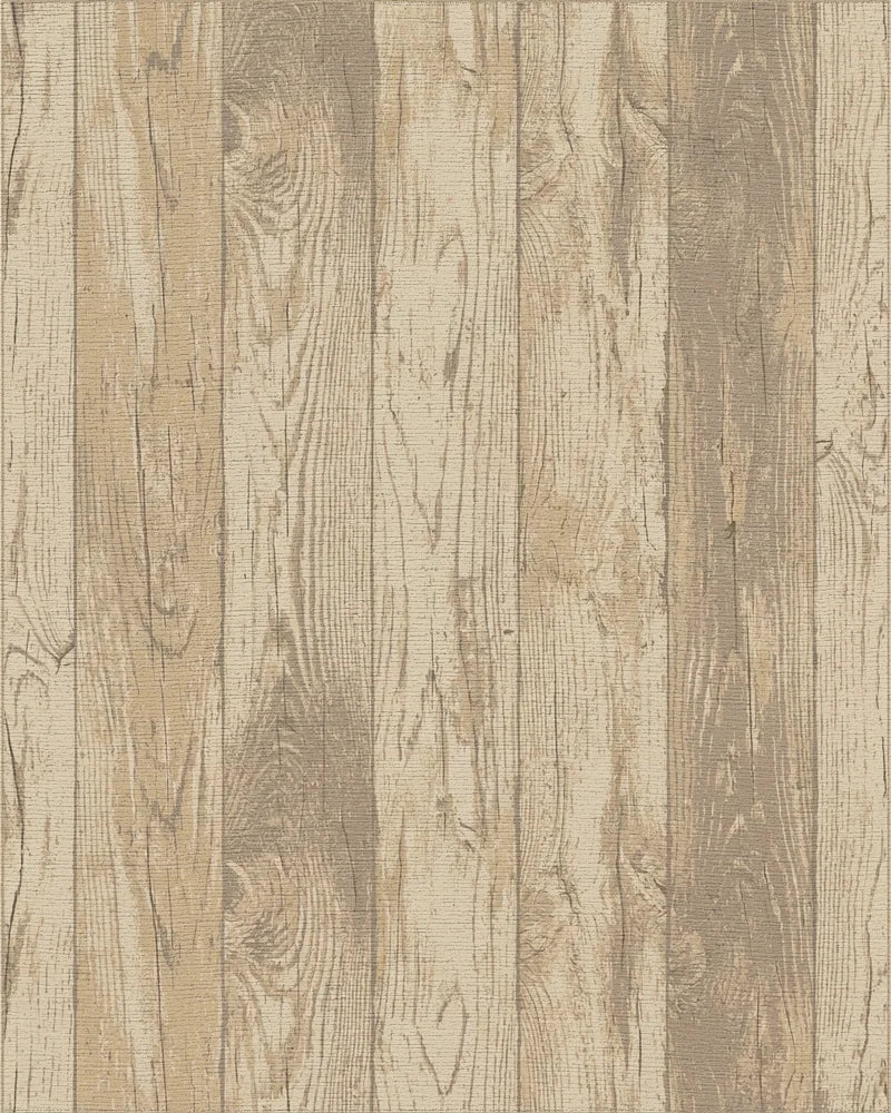 Rustic Tan Wood Grain Vertical Planks Rug - Cutout View