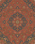 Rustic Terracotta Floral Medallion Rug - Cutout View